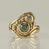 Boho Wave Multi-Gemstone Gold Ring