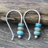 Minimalist Beaded Hook Earrings – Natural Stone Look