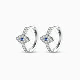Crystal Huggie Hoop Earrings with Sapphire Accent
