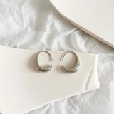 Modern Sculpted Crescent Gold Hoop Earrings