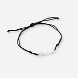 Silver "Mama" Cord Bracelet – Adjustable Black String