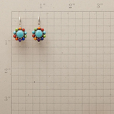 Rainbow Chakra Gemstone Earrings with Turquoise Center