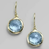 Gold Drop Earrings with Light Blue Topaz Gemstones – Elegant Faceted Design