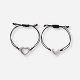 Mother & Daughter Matching Heart Charm Bracelets – Adjustable Black Cord
