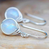 Wrapped Moonstone Drop Earrings in Sterling Silver