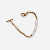 Gold & Pearl Chain Bracelet – Elegant Mixed-Media Jewelry