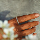 Daisy Flower Band Ring with White Petals