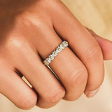 Daisy Flower Band Ring with White Petals