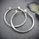 Engraved Sterling Silver Hoop Earrings