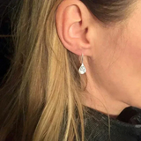 Dandelion Engraved Teardrop Earrings in Sterling Silver
