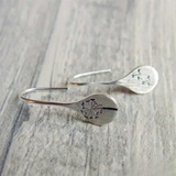 Dandelion Engraved Teardrop Earrings in Sterling Silver