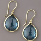 Blue Teardrop Crystal Earrings with Gold Plated Hooks