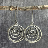 Handcrafted Spiral Drop Earrings in Oxidized Silver