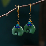 Oriental Cloud & Jade-Style Drop Earrings – Artistic Symbolism