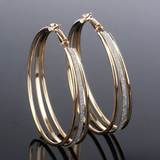 Two-Tone Layered Hoop Earrings in Gold and Silver Finish