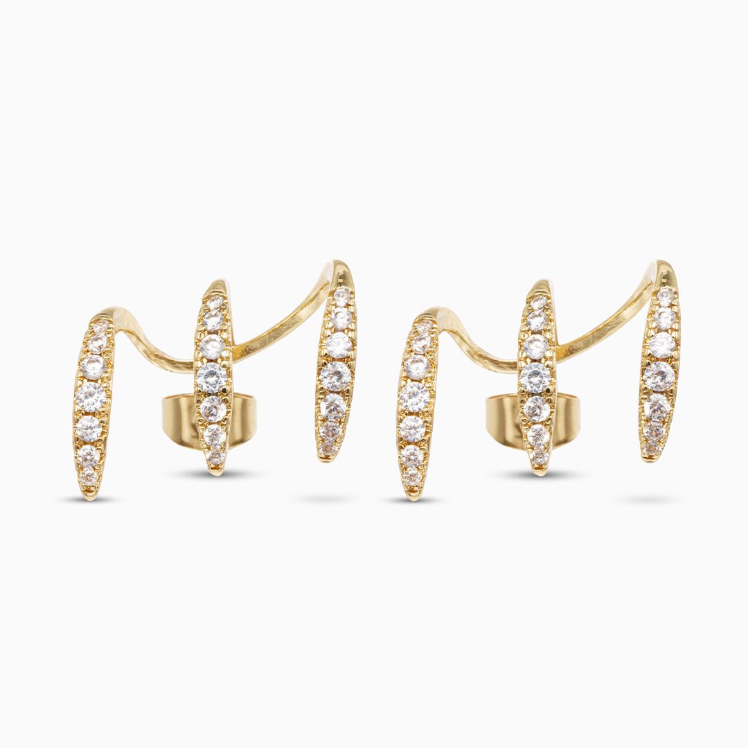 Triple Claw Pavé Ear Climber Earrings