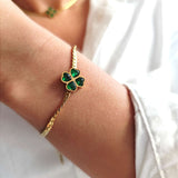 Emerald Clover Charm Bracelet