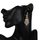 Crystal Chandelier Drop Earrings in Gold Filigree