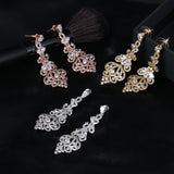 Gold Filigree Crystal Drop Earrings