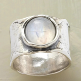 Rustic Moonstone Ring in Sterling Silver