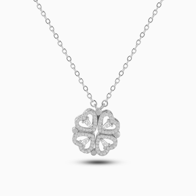 Four Heart Clover Pendant Necklace