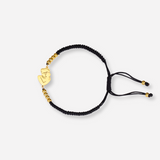 Gold Mother & Child Silhouette Bracelet – Adjustable Black Cord