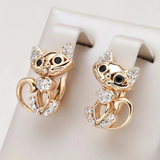 Cute Cat Earrings with Crystal Accents – Playful & Sparkly
