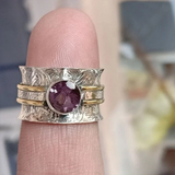 Artisan Silver Spinner Ring with Amethyst Gemstone