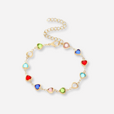 Multicolor Heart Charm Bracelet