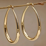 Elongated Gold Teardrop Hoop Earrings