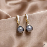 Classic Pearl Drop Earrings with Crystal Hoops – Timeless Elegance