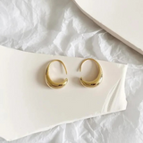 Modern Sculpted Crescent Gold Hoop Earrings