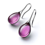 Aqua Glass Teardrop Earrings with Sleek Gold Hook