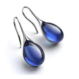 Aqua Glass Teardrop Earrings with Sleek Gold Hook