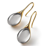 Aqua Glass Teardrop Earrings with Sleek Gold Hook