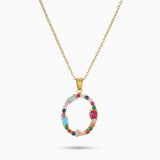 Multicolor Initial A Pendant Necklace