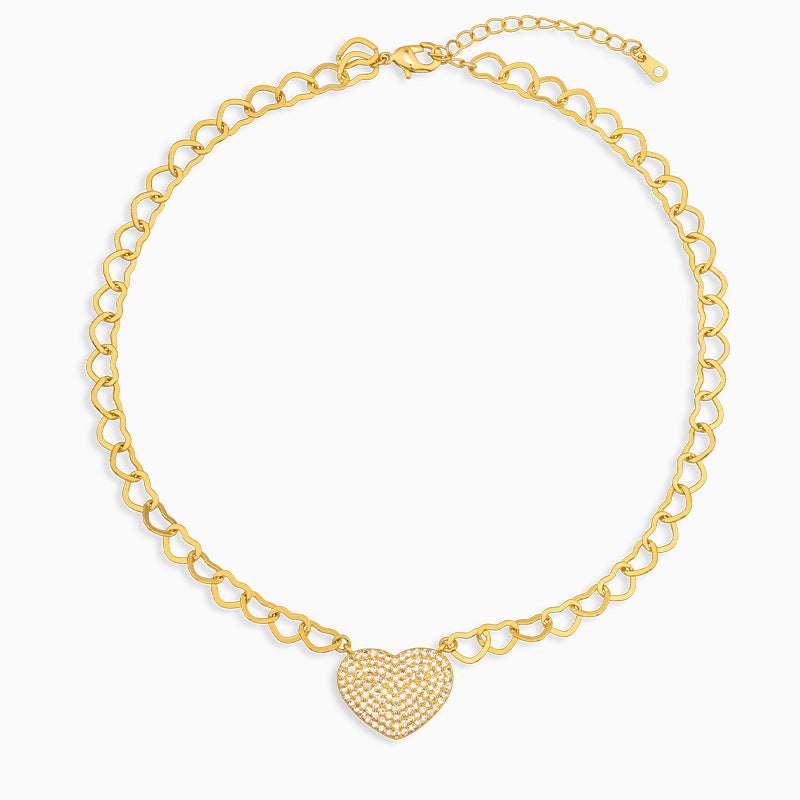 Heart Link Pavé Pendant Choker