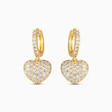 Pavé Heart Charm Hoop Earrings