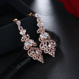 Rose Gold Crystal Chandelier Earrings