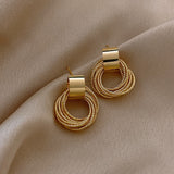 Textured Gold Loop Statement Earrings