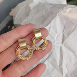 Textured Gold Loop Statement Earrings