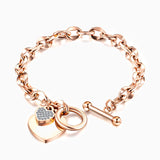 Chunky Gold Heart Charm Toggle Bracelet