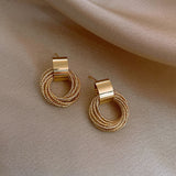 Textured Gold Loop Statement Earrings