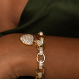 Gold Link Chain Necklace with Pavé Heart Pendant