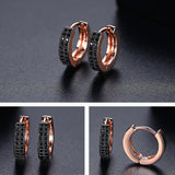 Midnight Spark Rose Gold Huggie Earrings