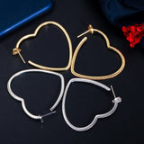 Gold Heart Hoop Earrings with Crystals