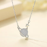 Crystal Planet and Star Pendant Necklace
