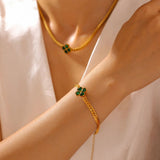 Emerald Clover Charm Bracelet