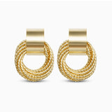 Textured Gold Loop Drop Earrings