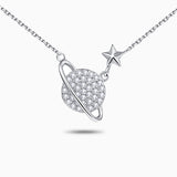 Crystal Planet and Star Pendant Necklace